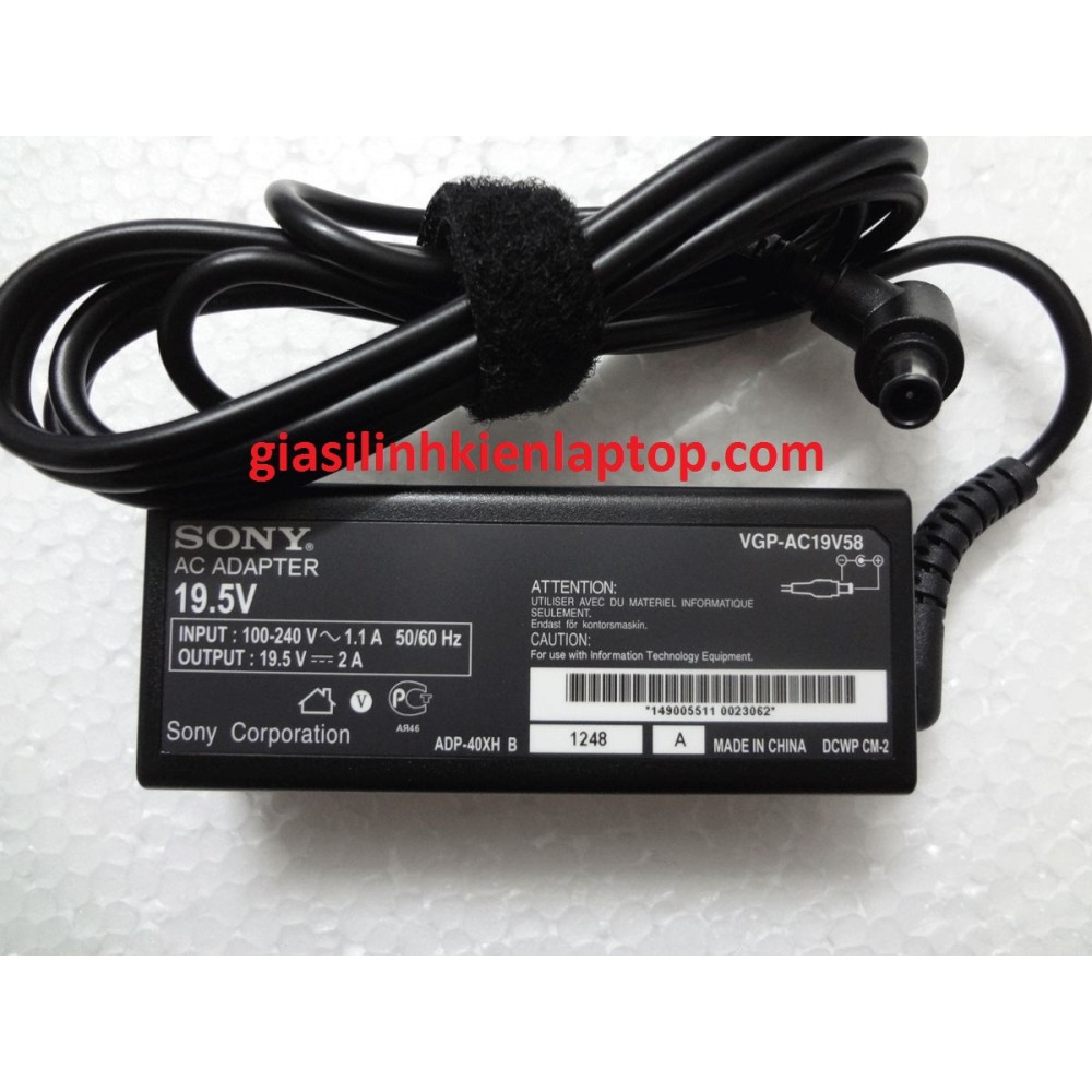 Sạc laptop Sony 19.5V-2A đầu kim   VGP-AC19V58 VGP-AC19V40