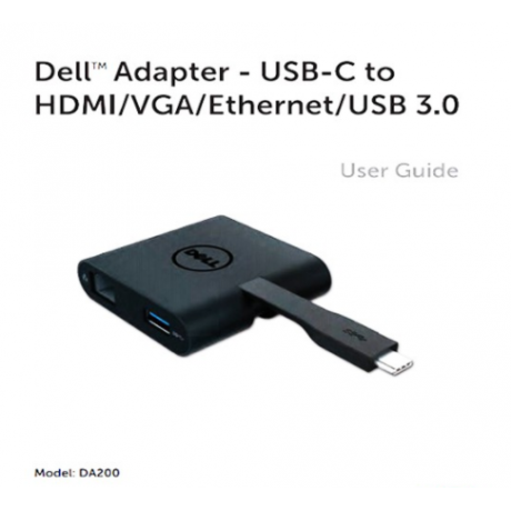 Bộ chuyển đổi Dell DA200 - Chuyển đầu Type C to HDMI/VGA/Ethernet/USB 3.0