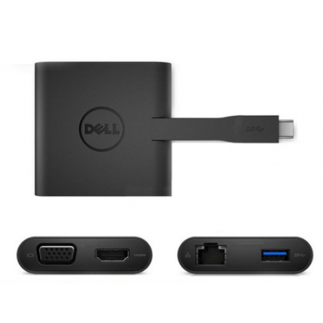 Bộ chuyển đổi Dell DA200 - Chuyển đầu Type C to HDMI/VGA/Ethernet/USB 3.0