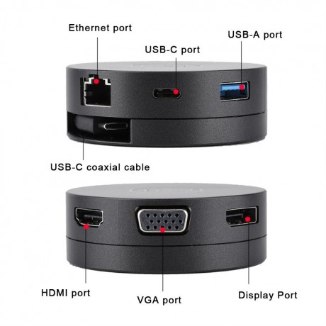 Bộ chuyển đổi Dell DA300 - Chuyển đầu Type C to  HDMI|VGA|DisplayPort|Ethernet 1000 - RJ-45