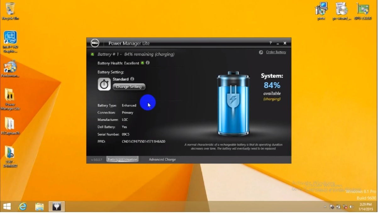phần mềm quản lý pin laptop dell