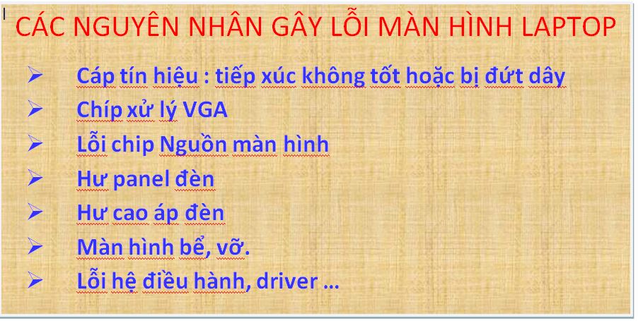 Các nguyên nhân lỗi màn hình laptop